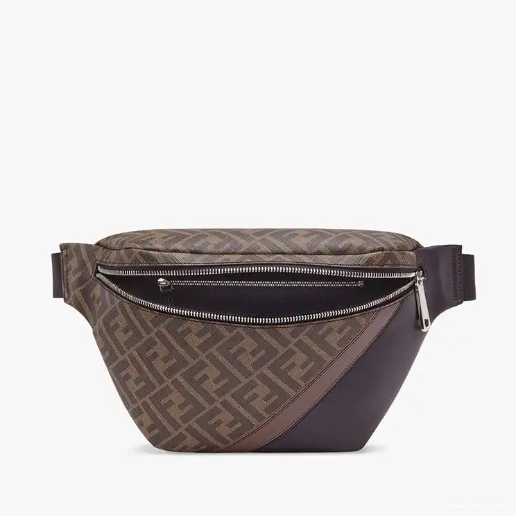 Affordable Fendi In Coffee Bag Fabric FF Motif Belt Brown 0323 HOT SALE